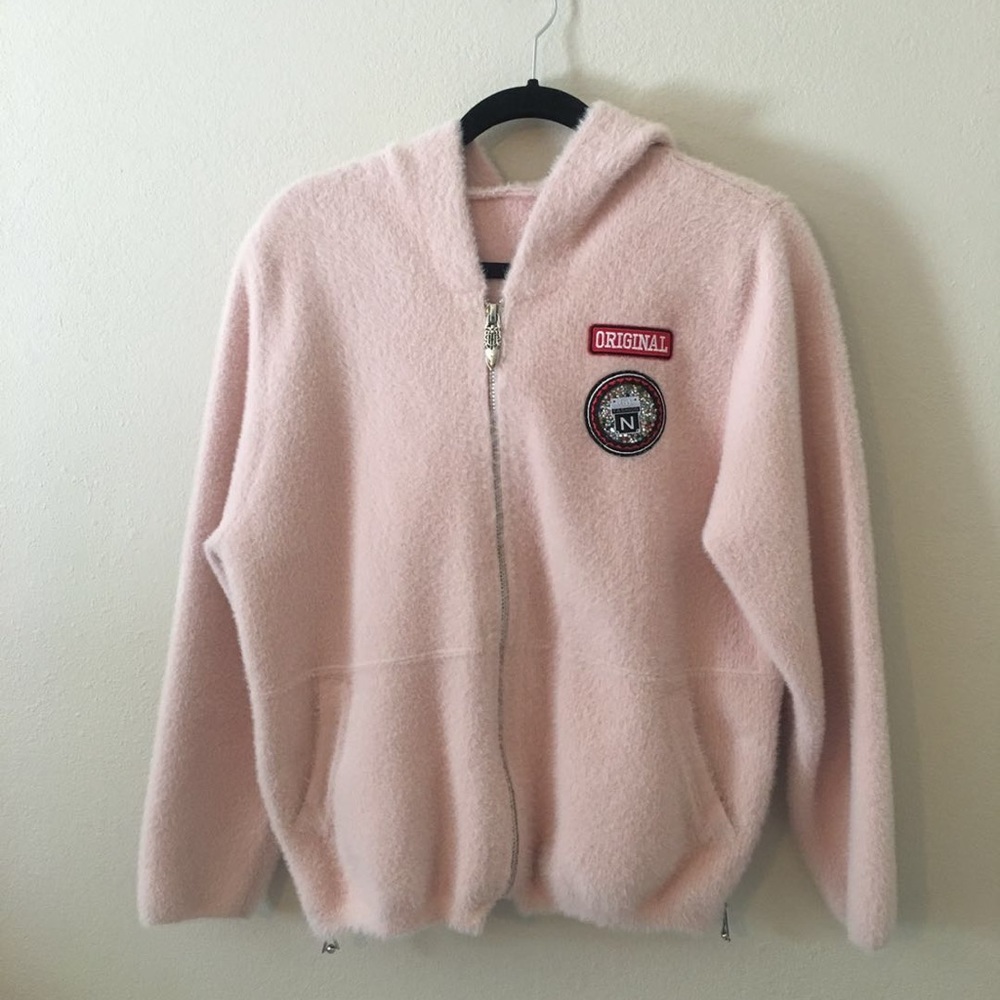 Blush pink furry hoodie